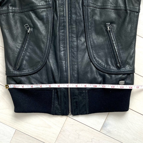 Black leather bomber jacket - XS - Women - Picture 9 of 16